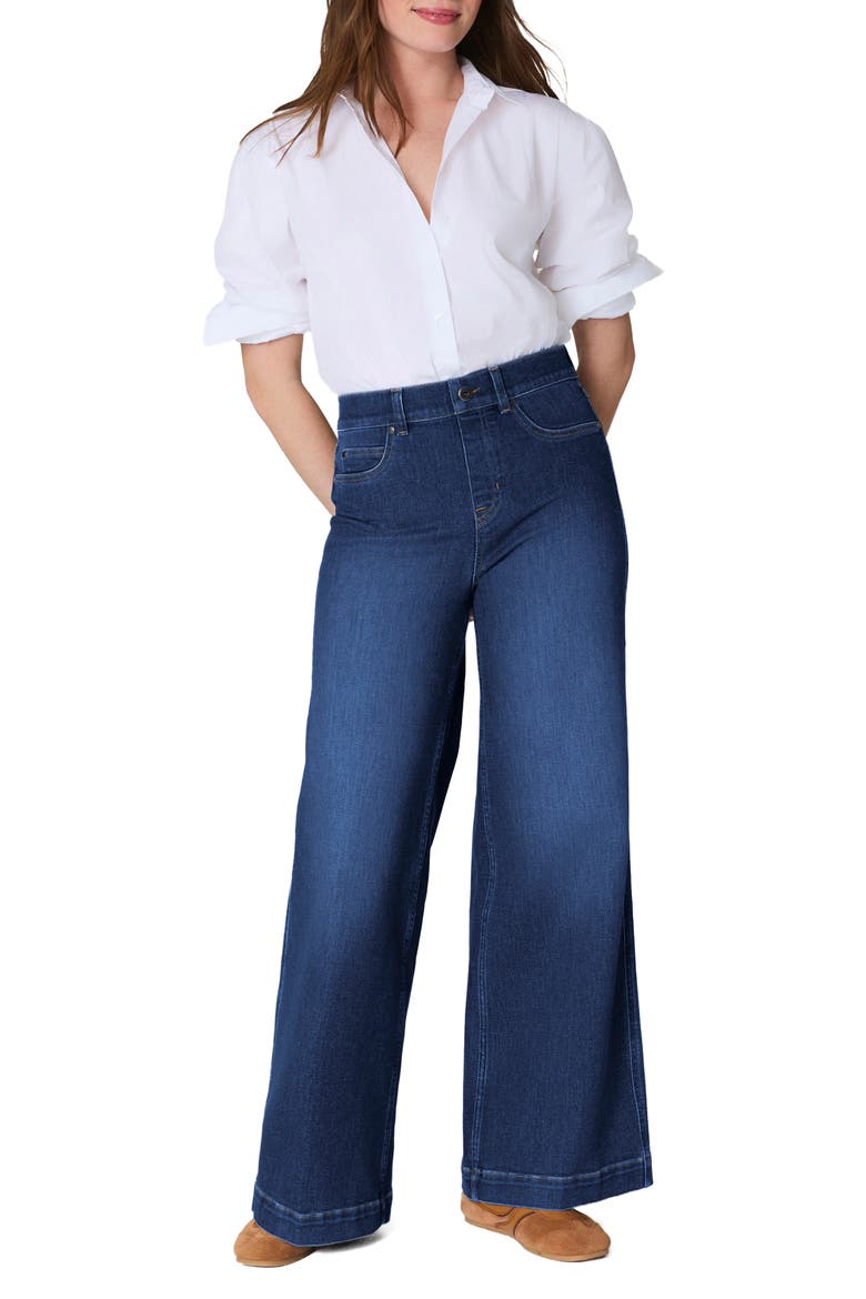 SPANXshape EveryWear™ Pull-On High Waist Wide Leg Jeans, Alternate, color, AUTHENTIC BLUE