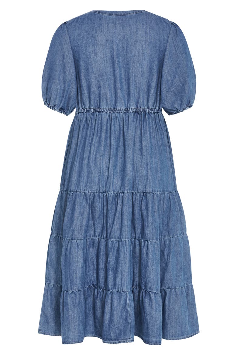 August Tiered Midi Dress, Alternate, color, LIGHT WASH
