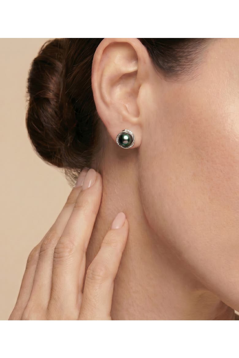 Tahitian South Sea Pearl and Diamond Lexi Earrings, Alternate, color, White Gold