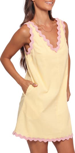 Calliope Rickrack Trim Cotton & Linen Minidress