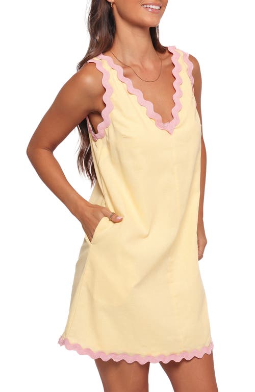 Petal And Pup Petal & Pup Calliope Rickrack Trim Cotton & Linen Minidress In Yellow