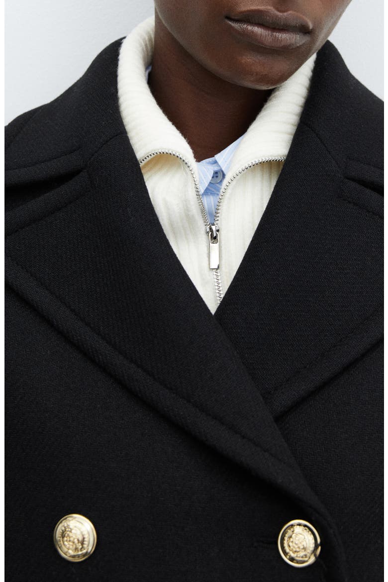 Double Breasted Coat, Alternate, color, BLACK
