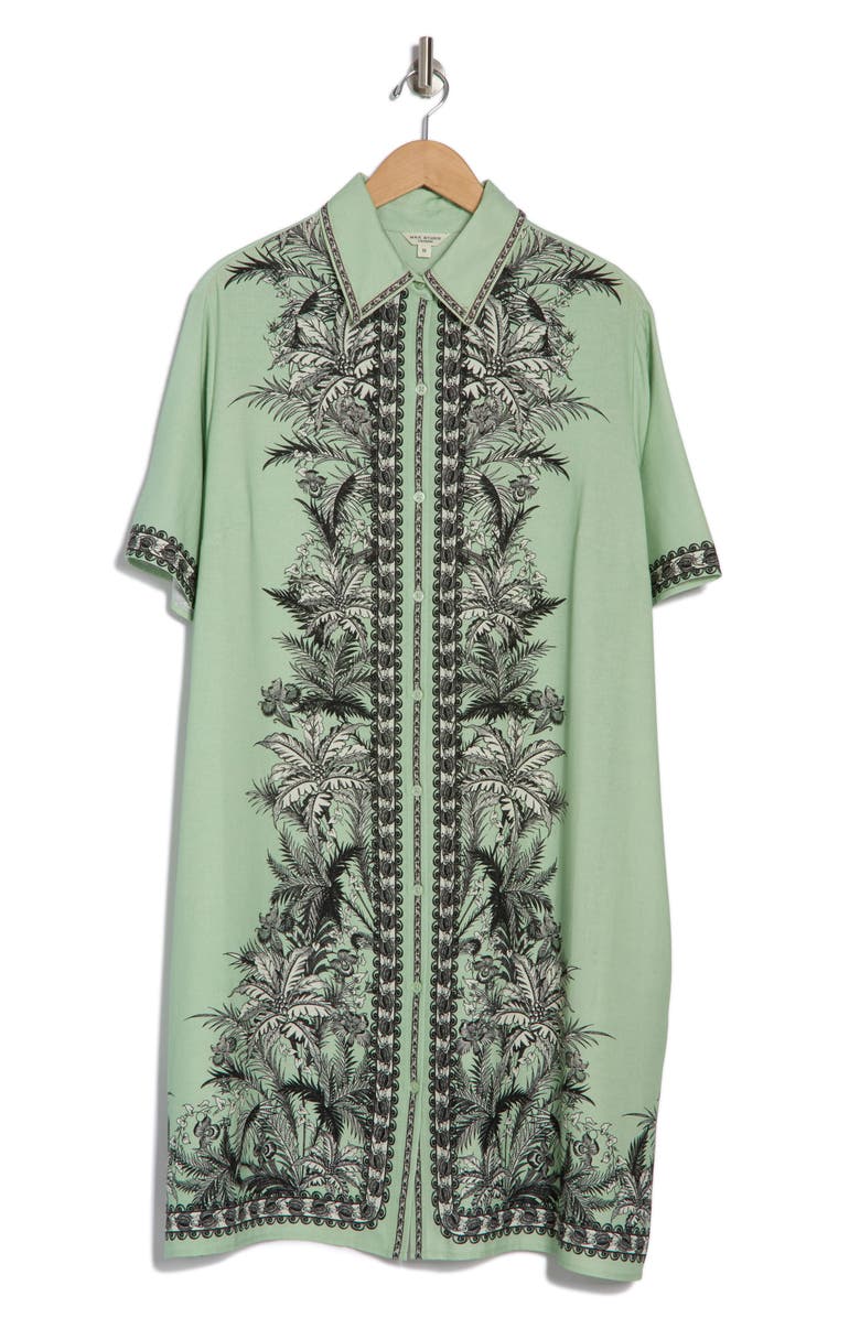 MAX STUDIO Short Sleeve Shirtdress, Alternate, color, Green/ Yellow Paradise