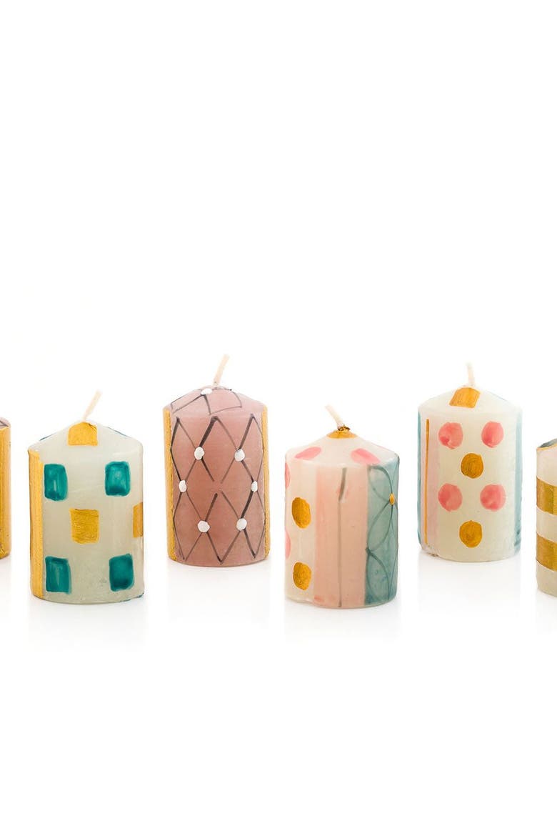 Delight Painted Voltive Candles - Set of 6, Main, color, Delight - 2"