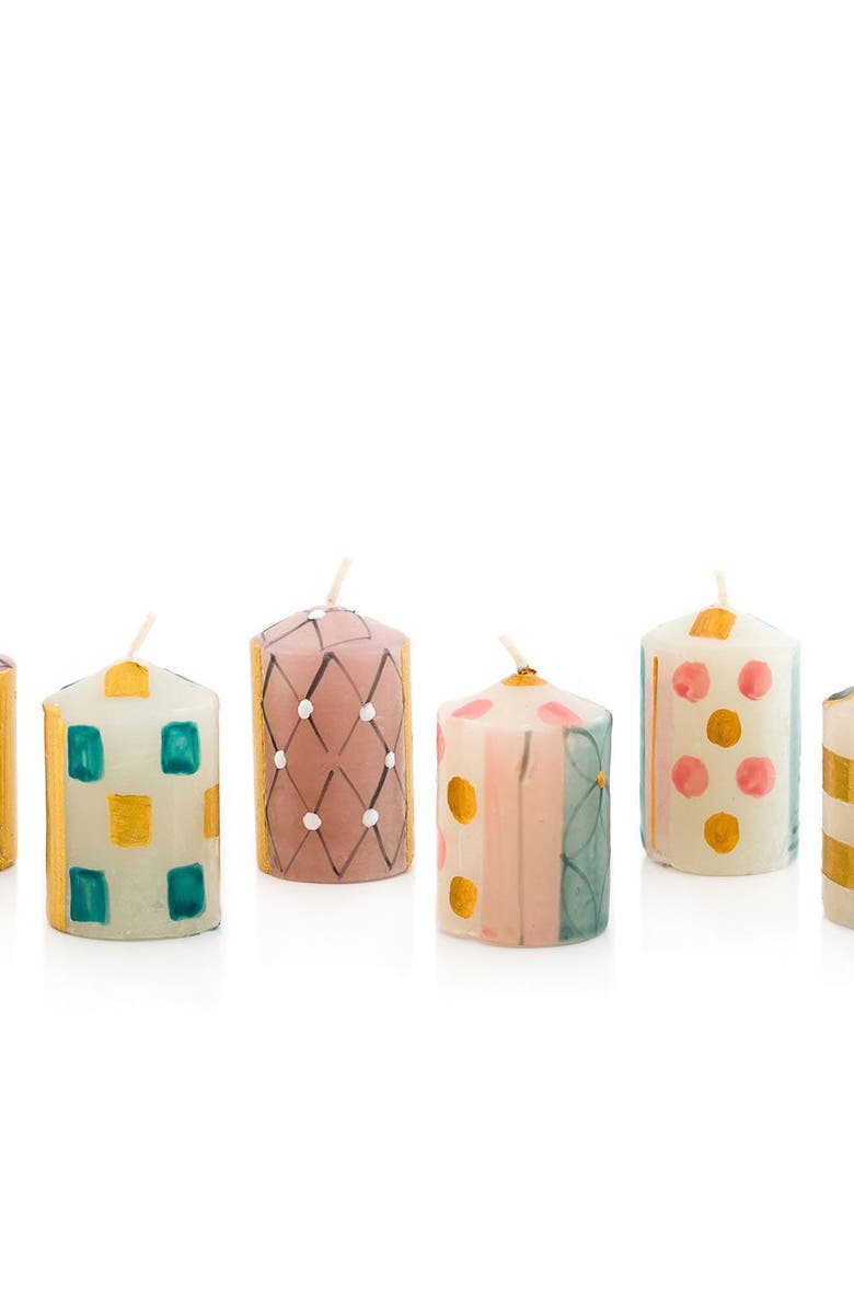 Thumbprint Artifacts Delight Painted Voltive Candles - Set of 6, Main, color, Delight - 2"