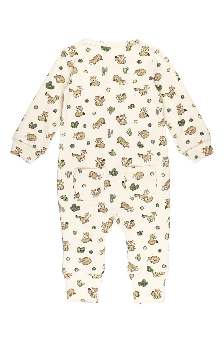 L'ovedbaby Print Organic Cotton Zip Romper, Alternate, color, Little Fox