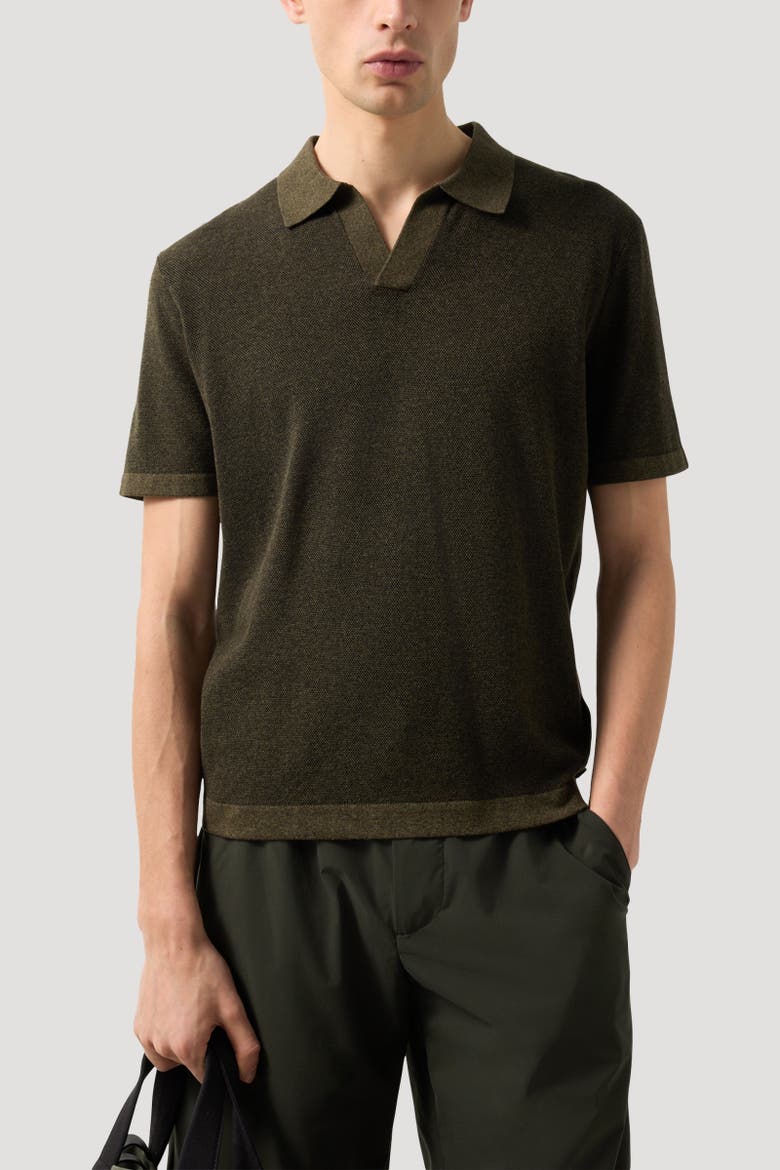 Lyon Knitted Polo Shirt, Alternate, color, Olive green