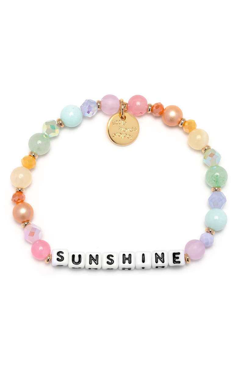 Little Words Project Sunshine Beaded Stretch Bracelet, Main, color, Gold Multi