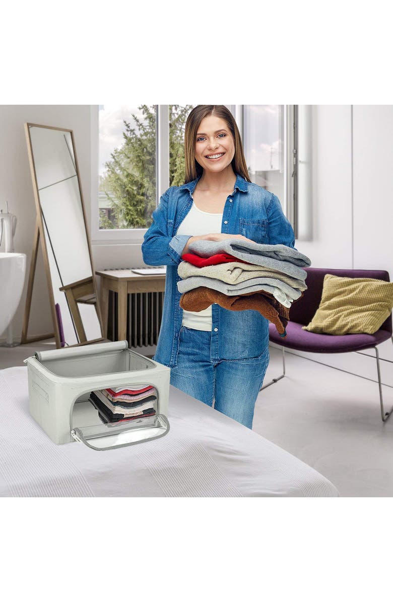 SORBUS 4-Pack Foldable Storage Boxes, Alternate, color, Gray