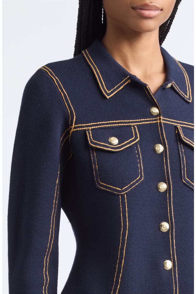 Canyon Wool Blend Knit Jacket, Alternate, color, NAVY/ SPRUCE YELLOW