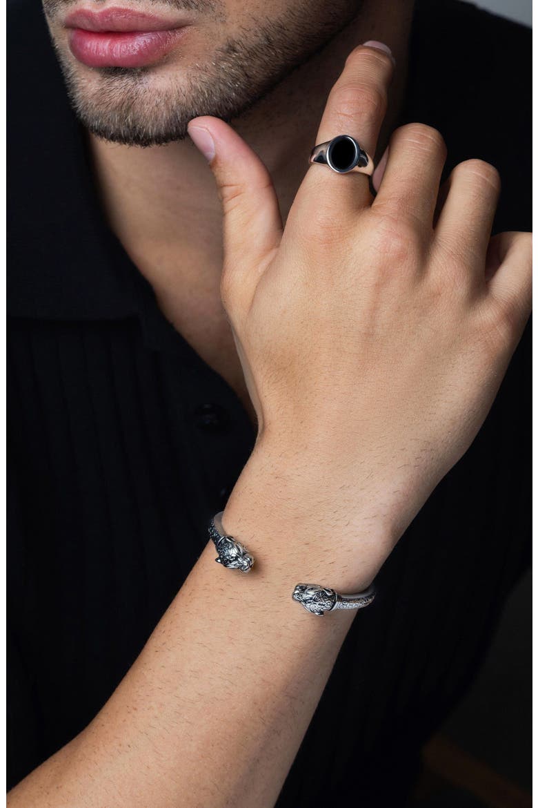 Panther Bangle, Alternate, color, Silver
