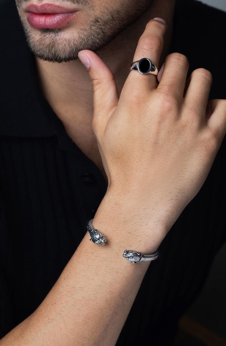 Nialaya Panther Bangle, Alternate, color, Silver