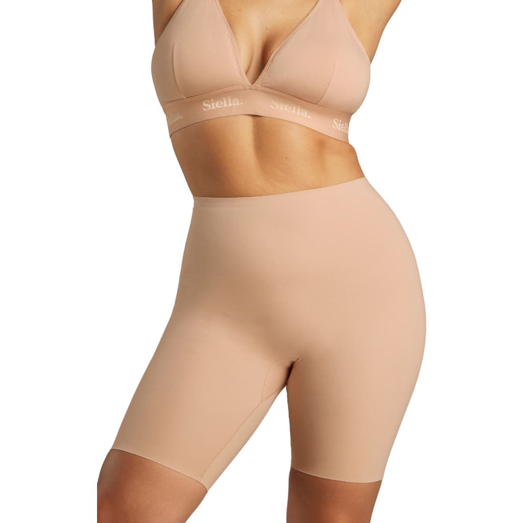 Siella Organic Cotton No-show Mid-thigh Short In Beach Beige