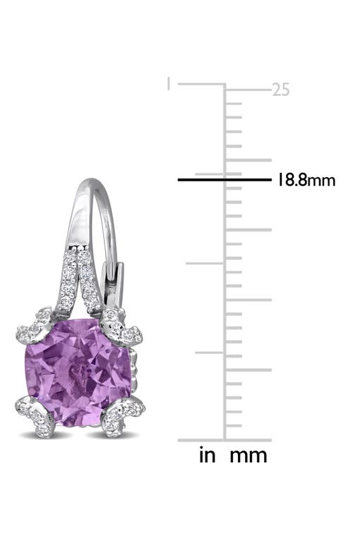 Delmar Amethyst & White Topaz Lever Back Earrings In Purple