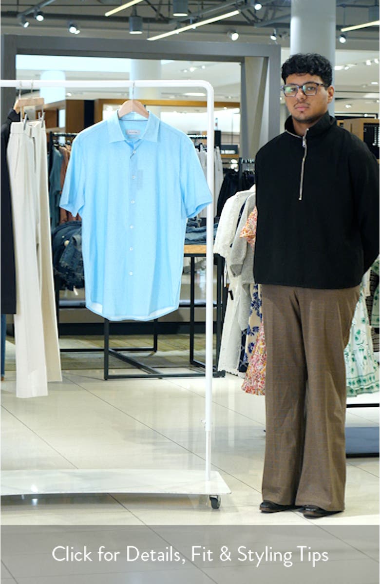 Miles OoohCotton<sup>®</sup> Bowling Pin Print Short Sleeve Button-Up Shirt, sales video thumbnail