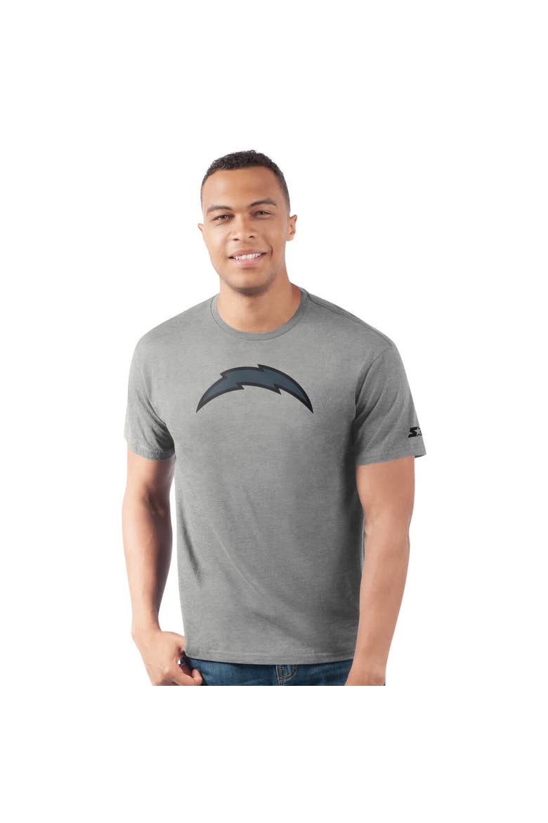 Men's Starter  Heather Gray Los Angeles Chargers Prime Time T-Shirt, Main, color, Heather Gray