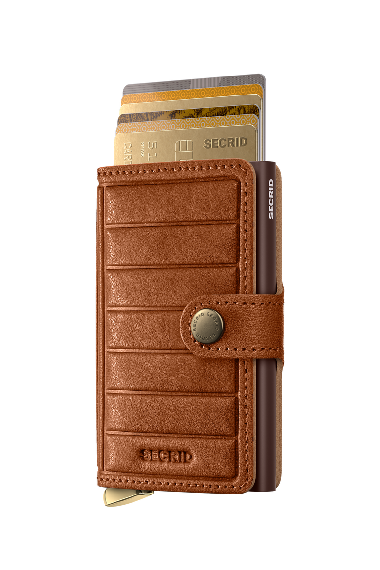 Premium Miniwallet+ Emboss Lines, Alternate, color, Cognac