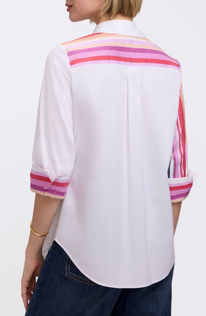 Foxcroft Charlie Colorful Mixed Stripe Button-Up Shirt, Alternate, color, Pink/ Multi