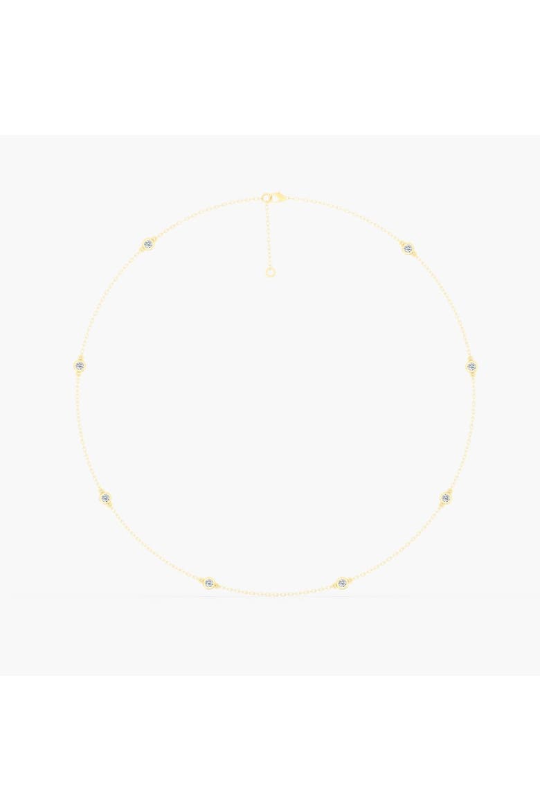 Round Bezel Station Lab Diamond Necklace in 14K, Main, color, Yellow Gold