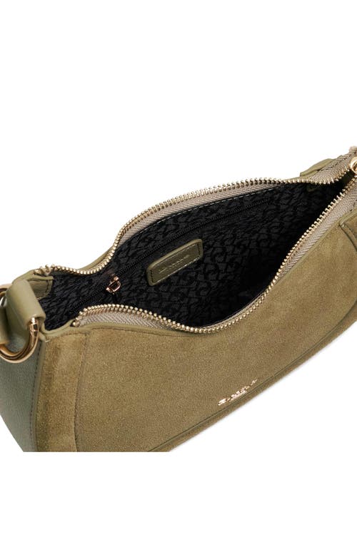 Dune London Direction Suede Shoulder Bag In Khaki