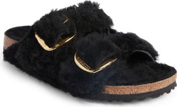 Arizona Big Buckle Genuine Shearling Sandal - Discontinued