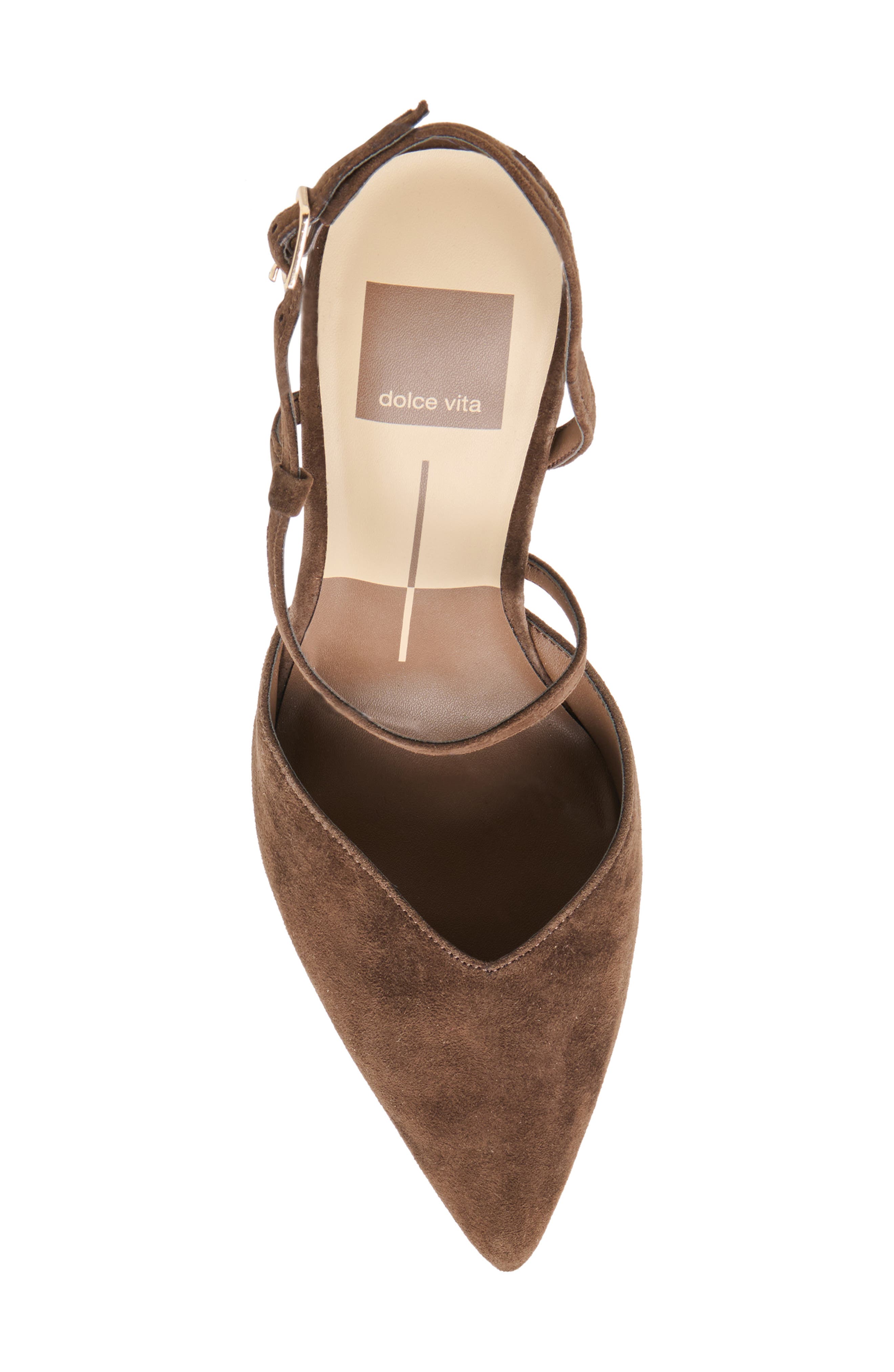 Dolce Vita Kamra Pointy Toe Slingback Pump, Alternate, color, Dark Brown Suede