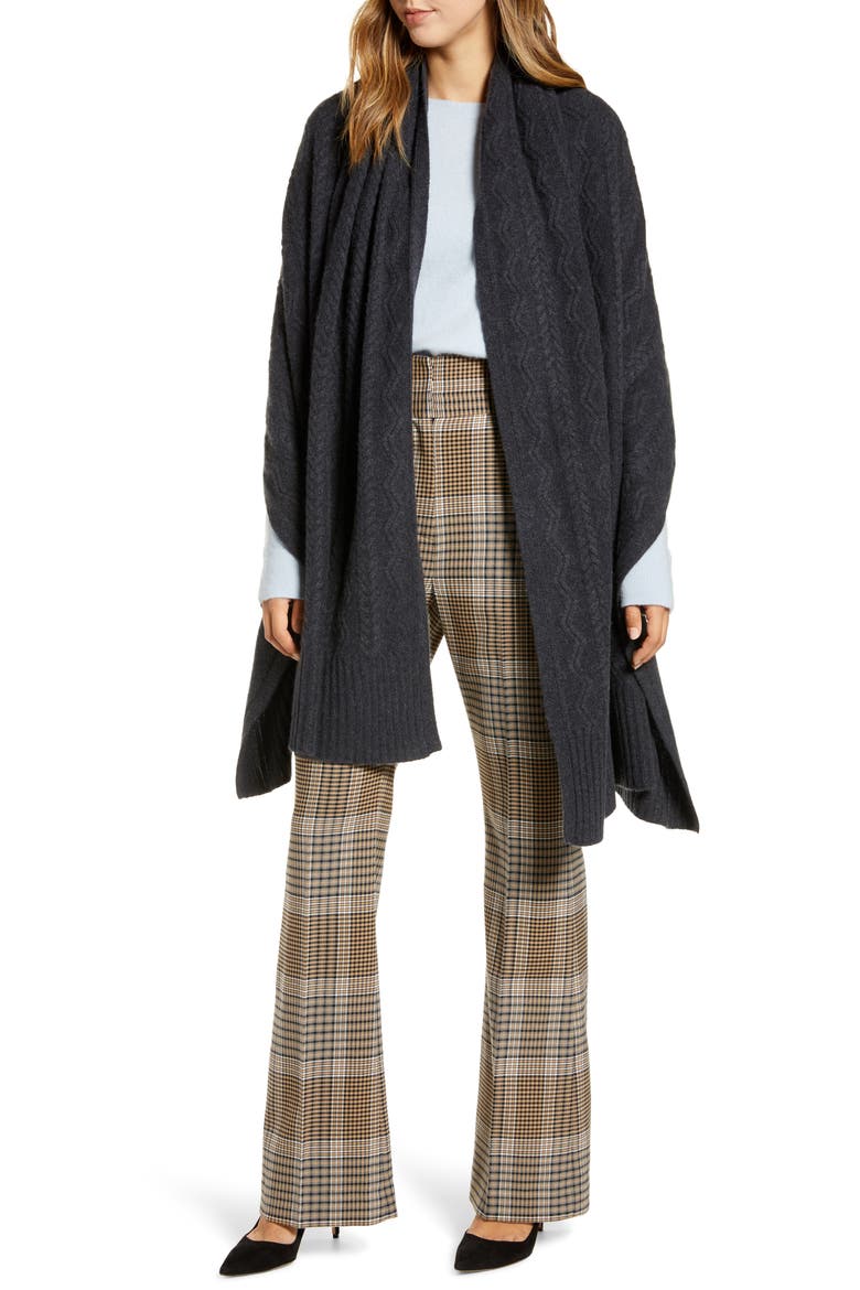 Cashmere Wrap, Main, color, GREY CHARCOAL HEATHER