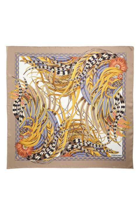 Rooster Print Silk Twill Scarf Scarf