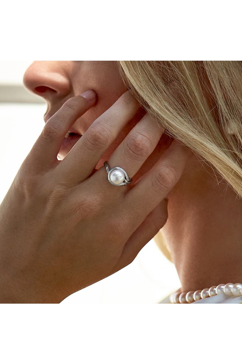 Freshwater Pearl & Diamond Willow Ring, Alternate, color, White Gold