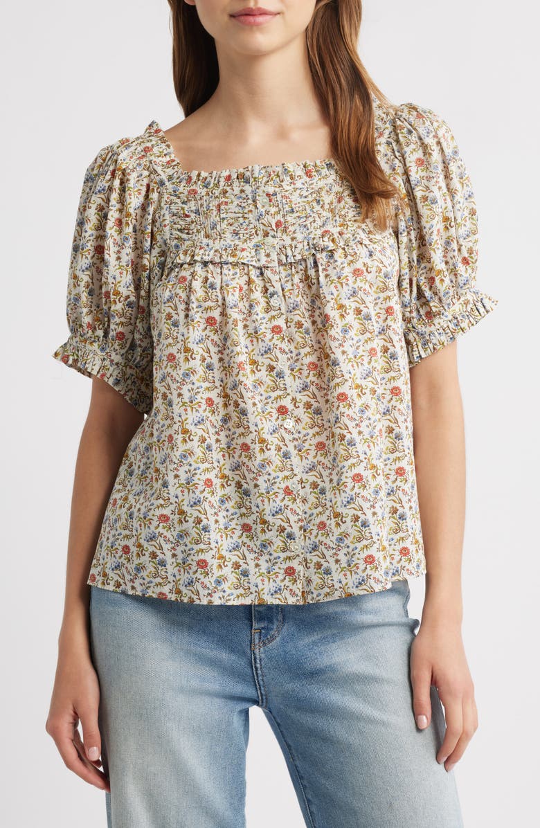DÔEN Farley Floral Peasant Top, Alternate, color, Jardin Du Chateau