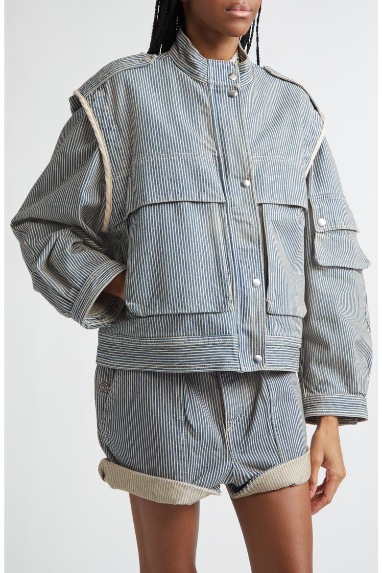 Edany Striped Cotton Utility Jacket, Alternate, color, BLUE/ WHITE