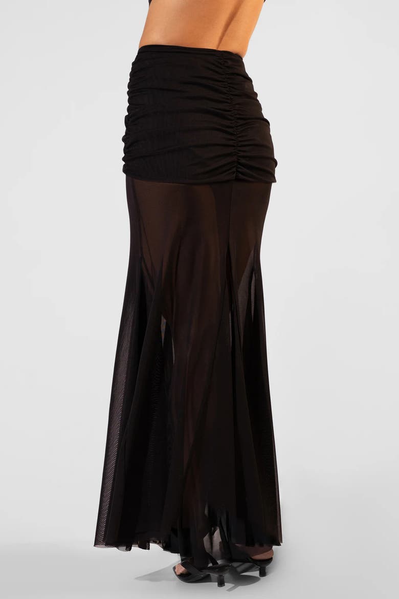 Mermaid Sheer Cover- Up Maxi Skirt, Alternate, color, Black
