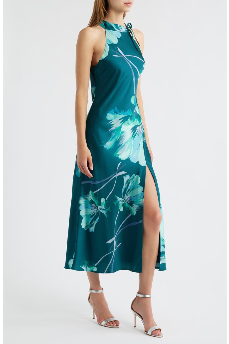Floral Mock Neck Sleeveless Dress, Alternate, color, TEAL BLOOM
