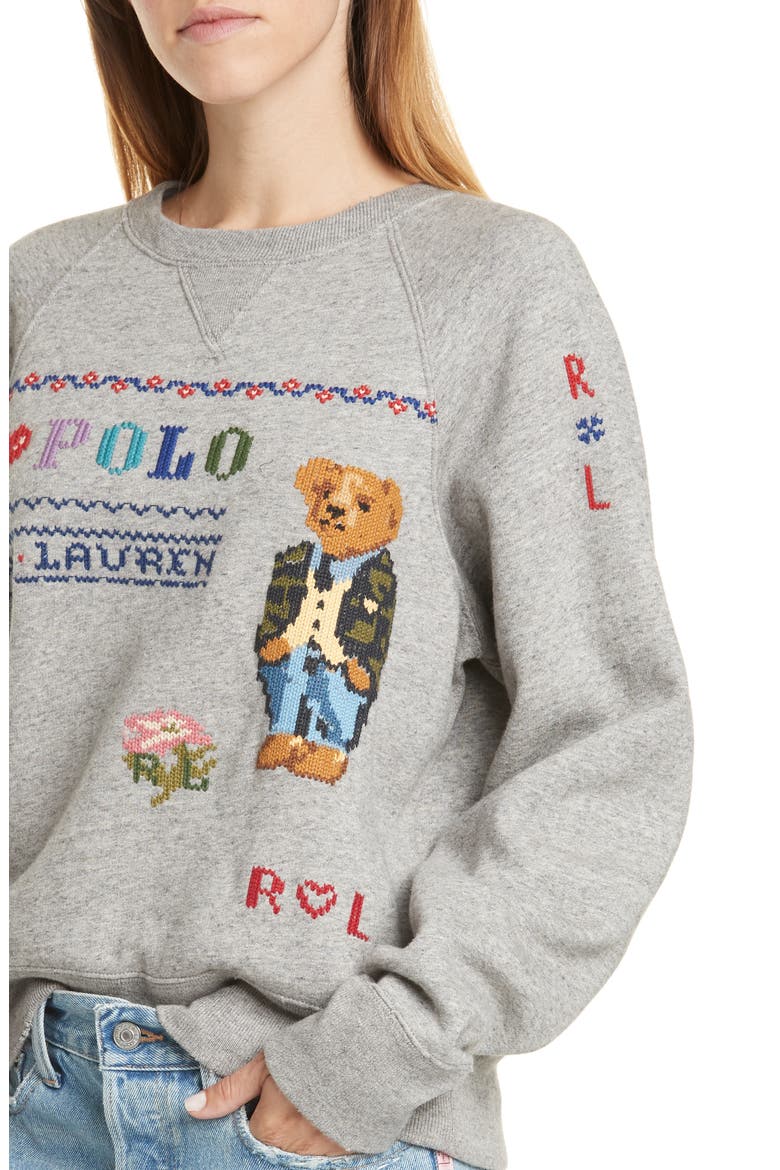 Bear Sweatshirt, Alternate, color, DARK VINTAGE HEATHER