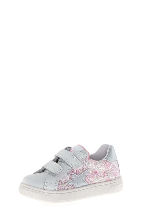 Naturino Kids' Pinn Sneaker in White-Pink-Silver 