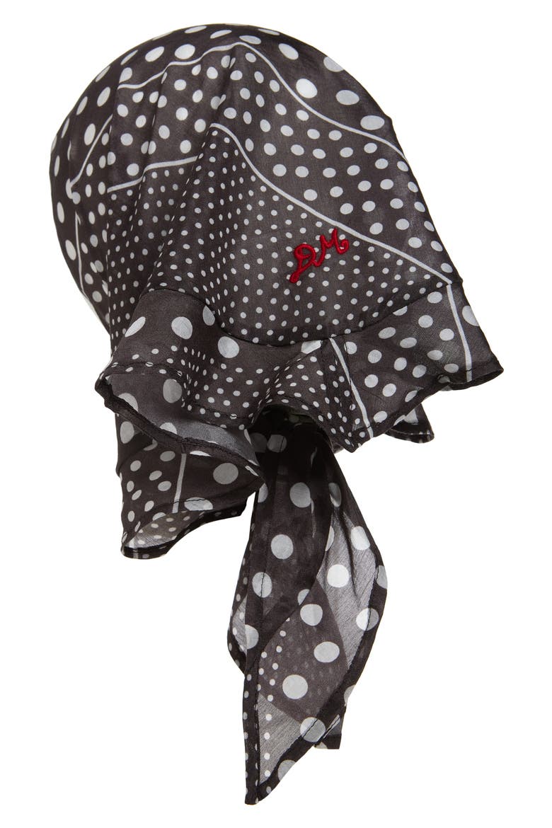 Ruffle Trim Polka Dot Hair Scarf, Alternate, color, SPOT
