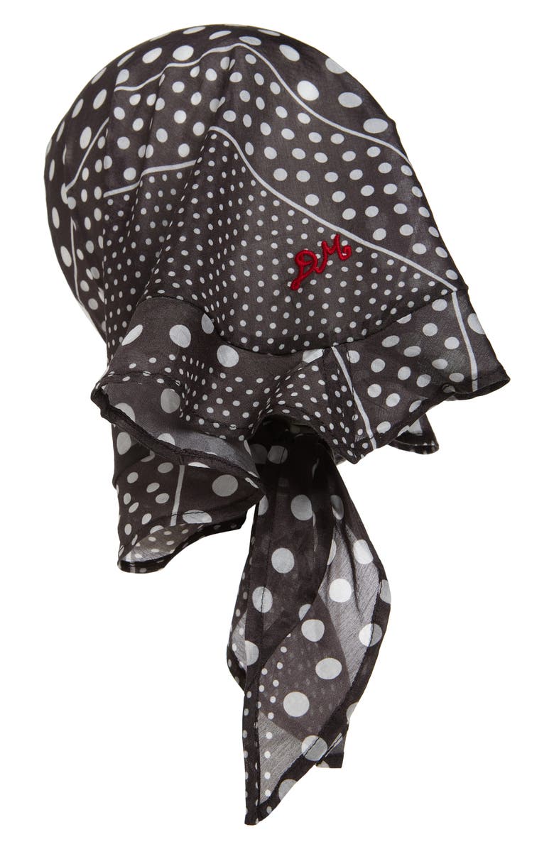 Damson Madder Ruffle Trim Polka Dot Hair Scarf, Alternate, color, Spot