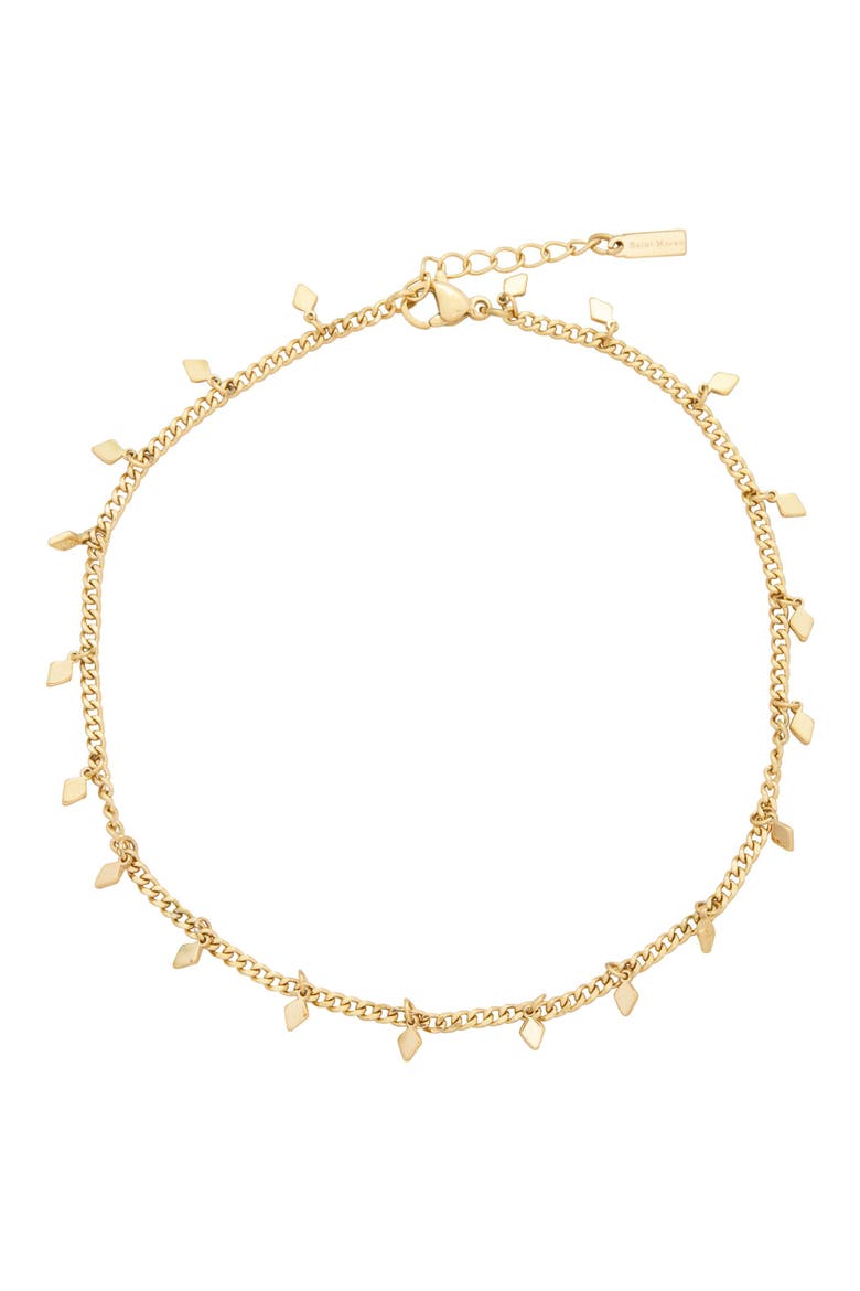 Rhombus Charm Anklet, Main, color, GOLD