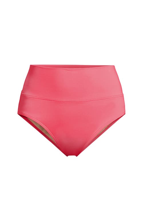 Lands' End Chlorine Resistant Pinchless High Waisted Bikini Bottoms In Pink
