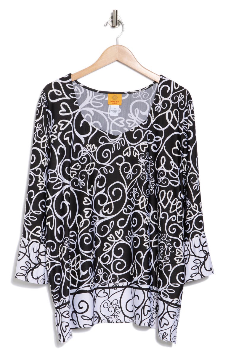 RUBY RD Puff Print Bell Sleeve Top, Alternate, color,