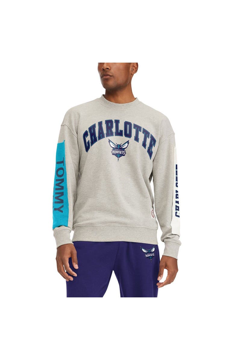 TOMMY JEANS Men's Tommy Jeans Gray Charlotte Hornets James Patch Pullover Sweatshirt, Main, color, Gray