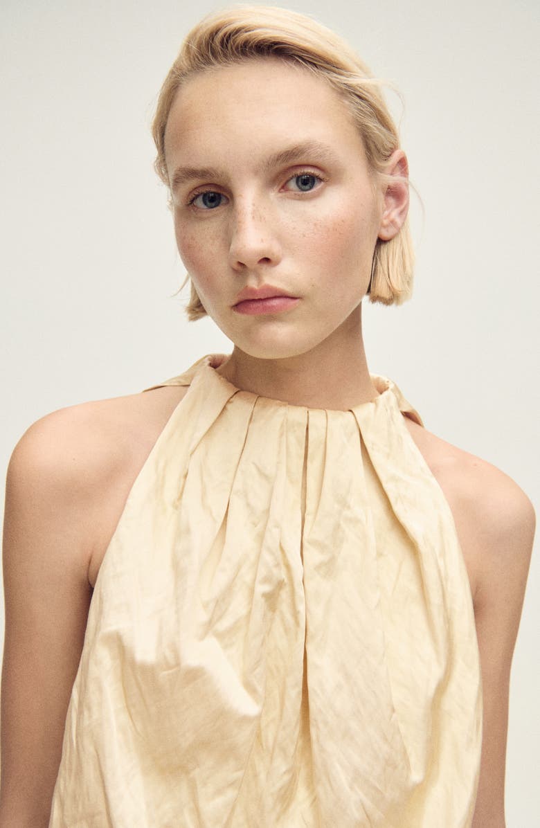 MANGO Sleeveless Ribbon Accent Metallic Bubble Hem Top, Alternate, color, 