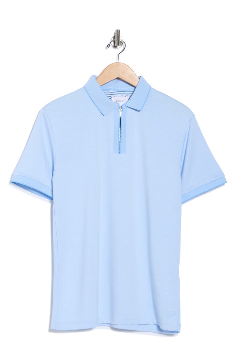 Cactus Man Tipped Half Zip Polo, Alternate, color, Light Blue