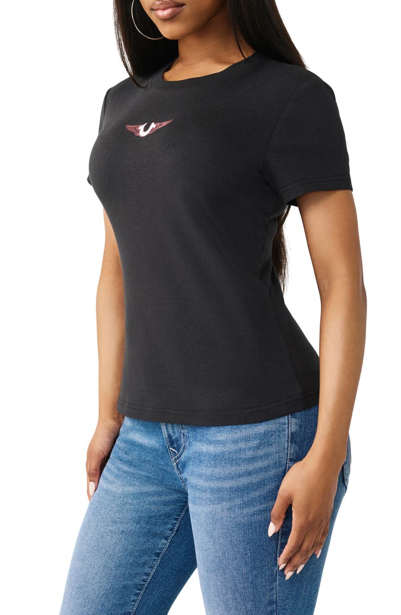 True Religion Wing Cotton Graphic T-Shirt, Alternate, color, Jet Black