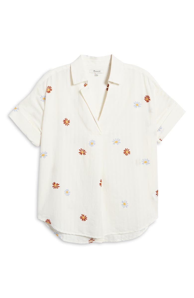 Madewell Daisy Embroidered Courier Button Back Shirt, Alternate, color,