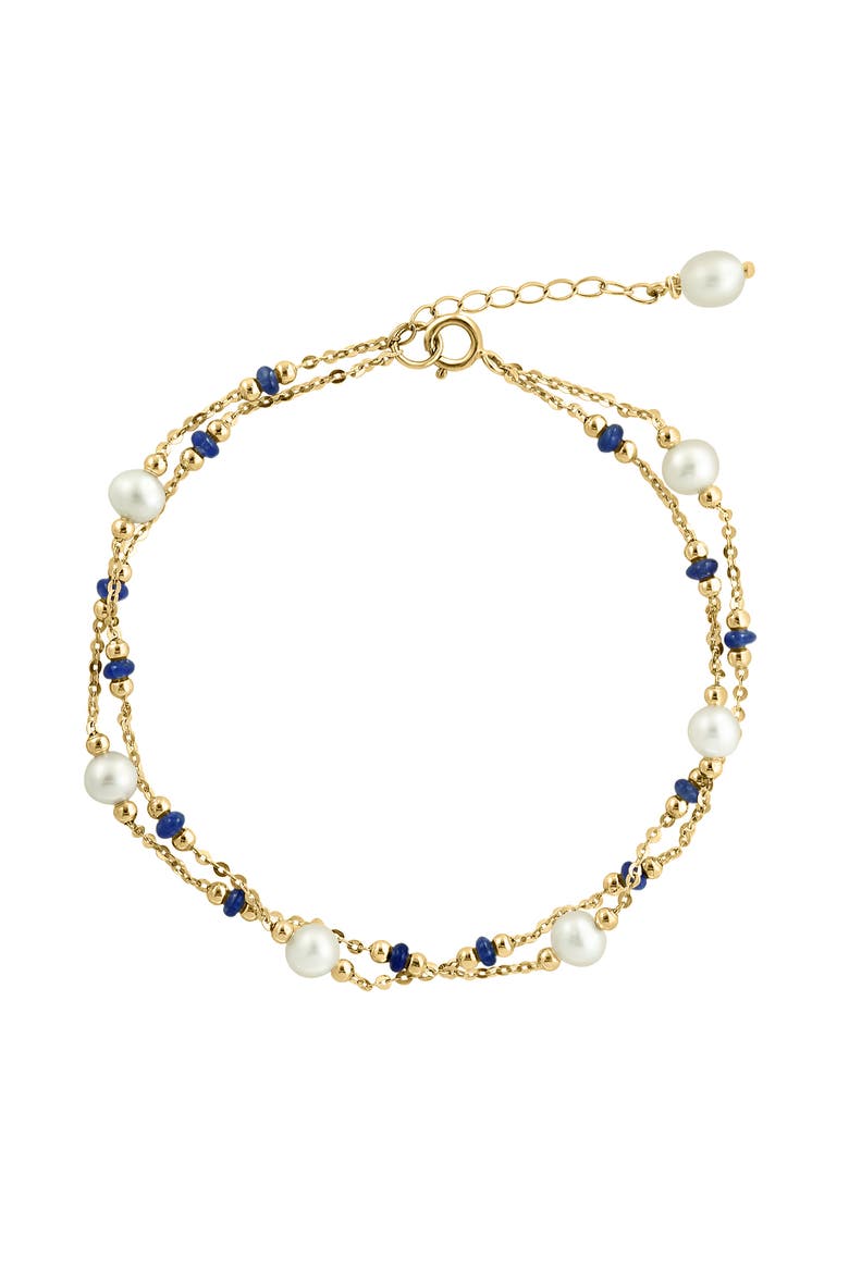 14K Yellow Gold ,Fresh Water Pearl,Sapphire Bracelet, Main, color, Hematite and FW Blush Pearl