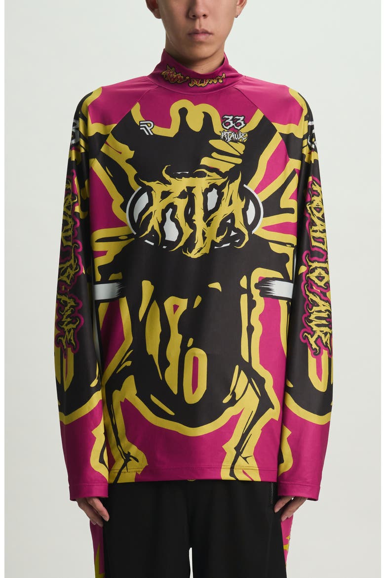 Ilias Mock Neck Racing Shirt, Main, color, FUCHSIA RACING BEETLE
