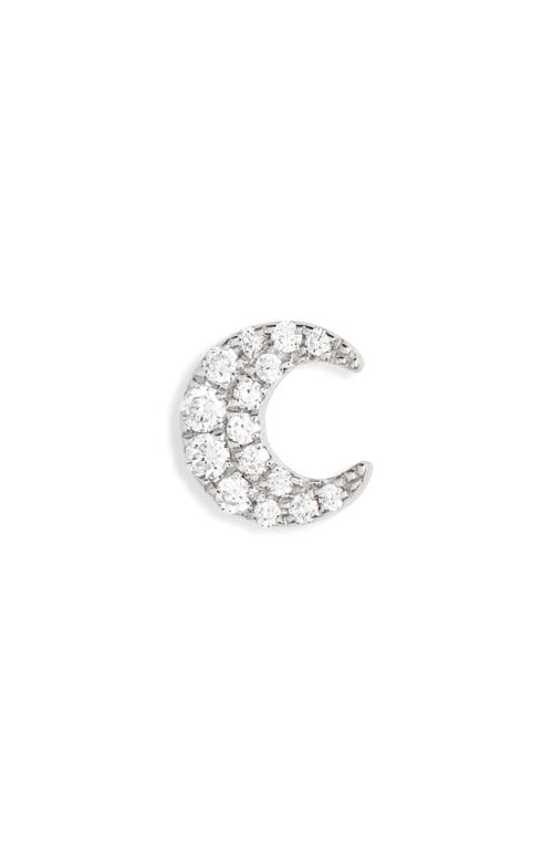 Maria Tash Diamond Moon Threaded Stud Earring In White Gold