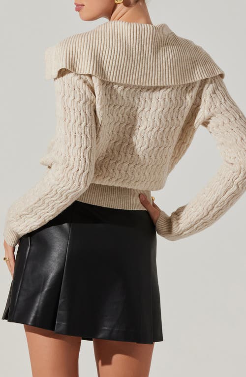 Astr Xanthe Cream Cable Knit Wool-blend Collared Pullover Sweater In White