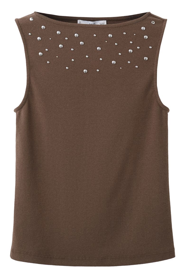 Studded Sleeveless Sweater, Alternate, color, LIGHT/ PASTEL BROWN